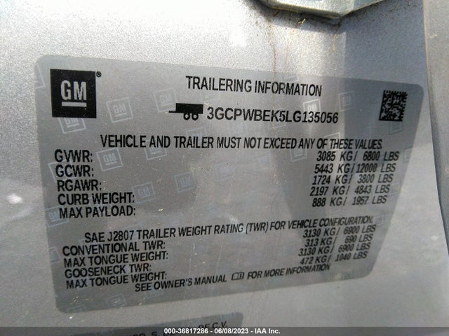 Chevrolet Silverado 1500 Custom 2020 3GCPWBEK5LG135056 Image 9