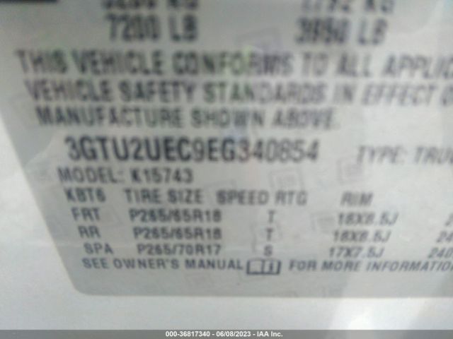 3GTU2UEC9EG340854 GMC Sierra 1500 Sle