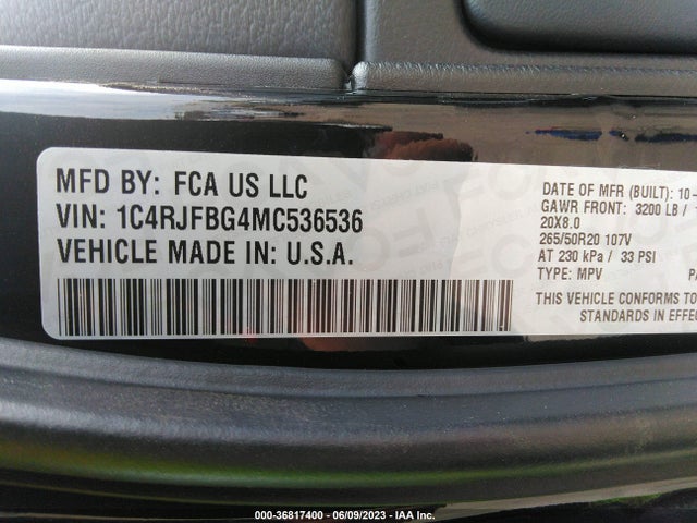 1C4RJFBG4MC536536 Jeep Grand Cherokee 80th Anniversary
