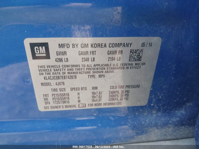 KL4CJCSB7EB742878 Buick Encore Leather