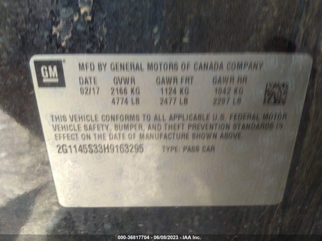Chevrolet Impala Premier 2017 2G1145S33H9163295 Image 9