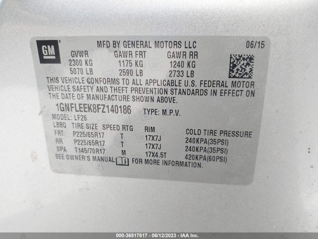 Chevrolet EQUINOX LS 2015 1GNFLEEK8FZ140186 Image 15