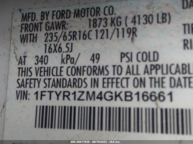 1FTYR1ZM4GKB16661 Ford TRANSIT CARGO VAN