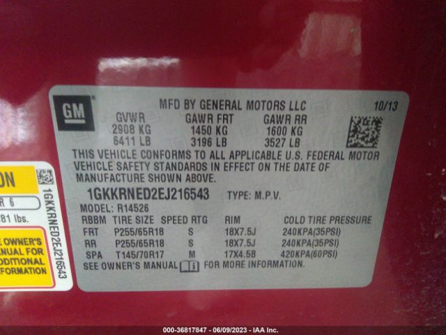 1GKKRNED2EJ216543 GMC ACADIA SLE
