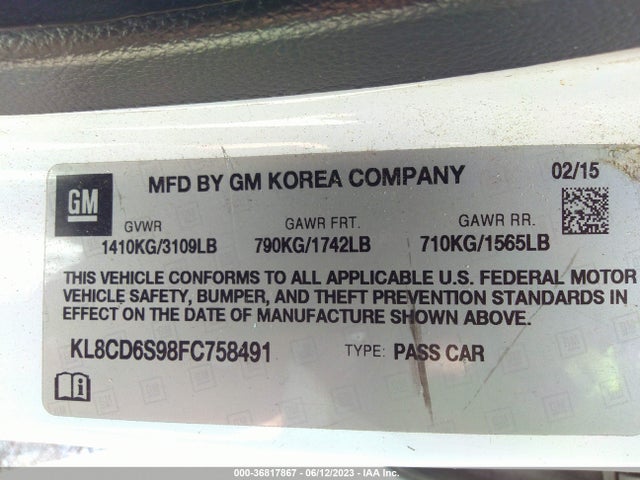 Chevrolet Spark Lt 2015 KL8CD6S98FC758491 Image 9