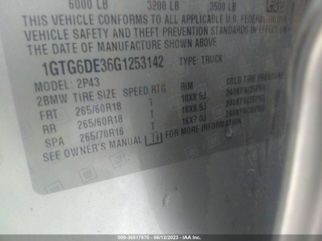 1GTG6DE36G1253142 GMC Canyon 4wd Slt
