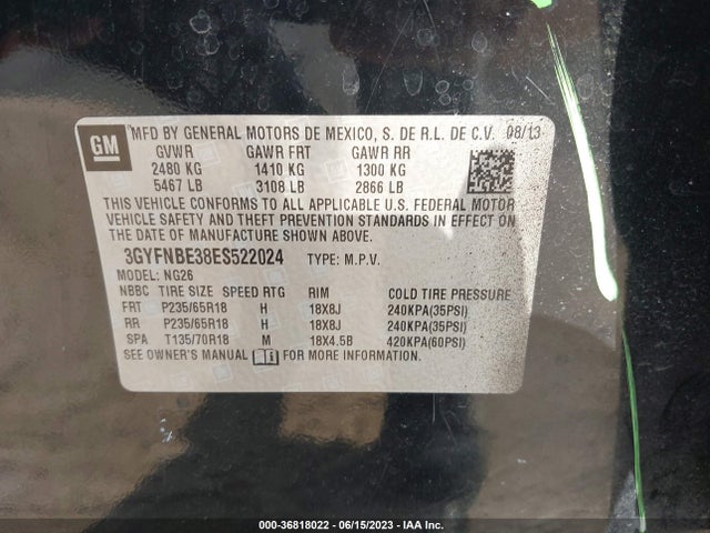 3GYFNBE38ES522024 Cadillac Srx Luxury Collection