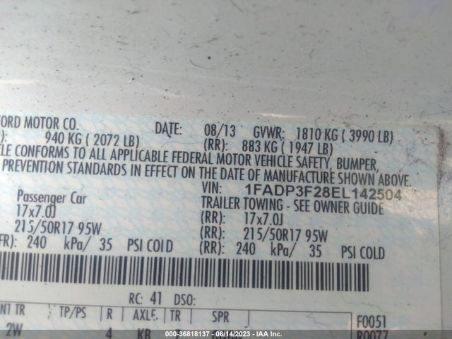 Ford FOCUS SE 2014 1FADP3F28EL142504 Image 10