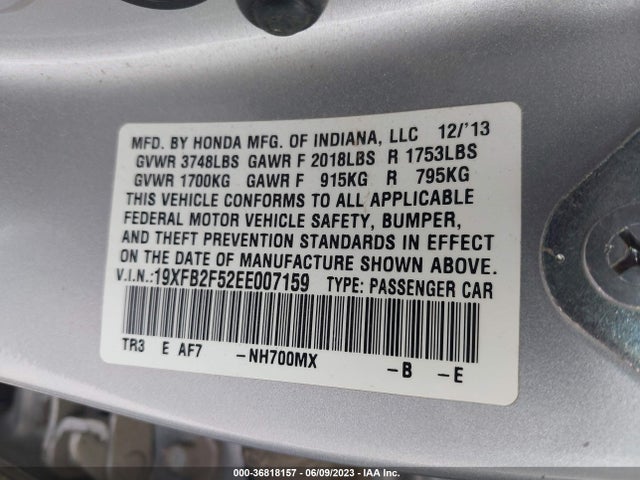 Honda Civic Sedan Lx 2014 19XFB2F52EE007159 Image 15