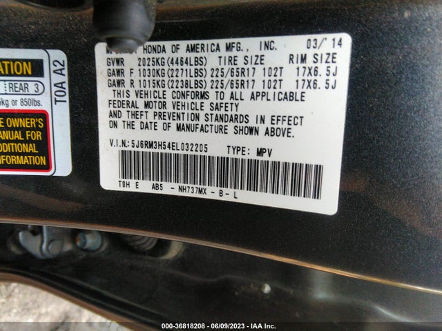 Honda CR-V EX 2014 5J6RM3H54EL032205 Image 9