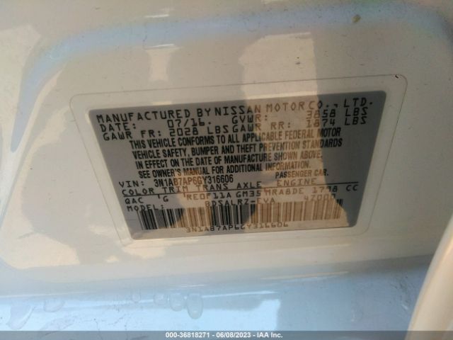3N1AB7AP6GY316606 Nissan SENTRA SR