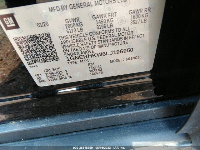 Chevrolet Traverse Lt Leather 2020 1GNERHKW6LJ196950 Image 9