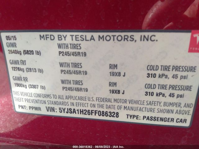 5YJSA1H26FF086328 Tesla Model S 85d
