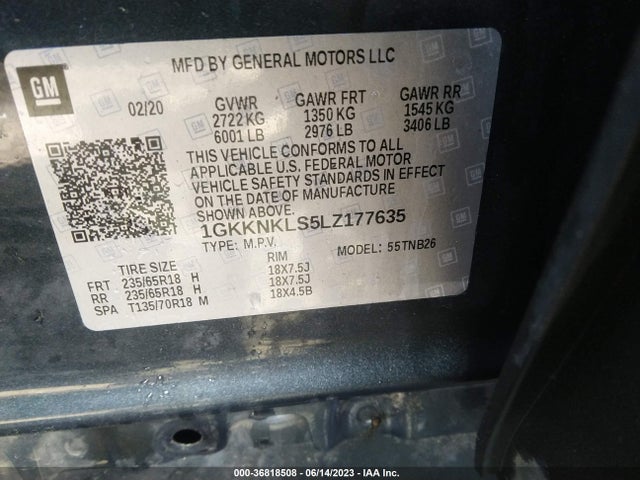 GMC ACADIA SLE 2020 1GKKNKLS5LZ177635 Image 9
