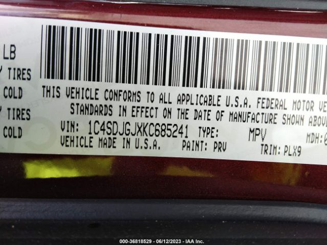 1C4SDJGJXKC685241 Dodge Durango Srt