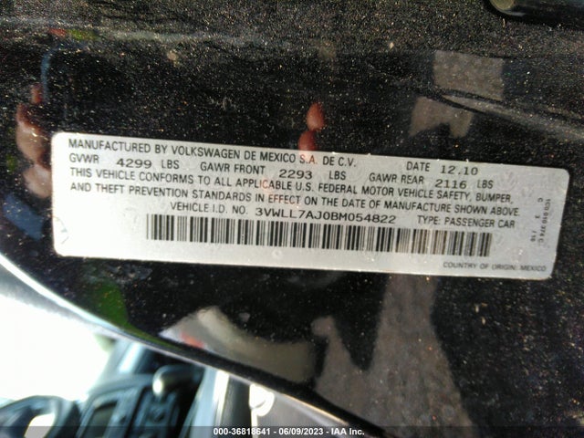 2011 VOLKSWAGEN JETTA SEDAN TDI W/NAV VIN: 3VWLL7AJ0BM054822