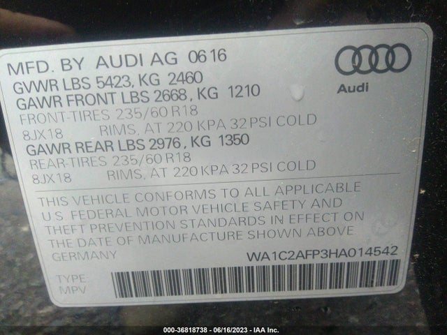 WA1C2AFP3HA014542 Audi Q5 PREMIUM