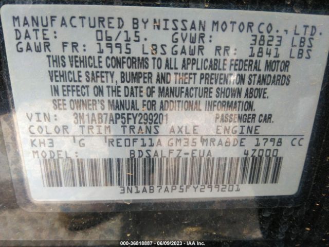 3N1AB7AP5FY299201 Nissan Sentra Fe+ S