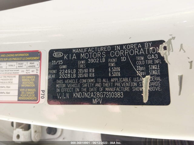 KIA Soul Base 2016 KNDJN2A28G7310383 Image 9