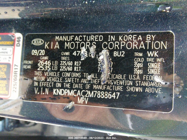 2021 KIA SPORTAGE LX VIN: KNDPMCAC2M7888647