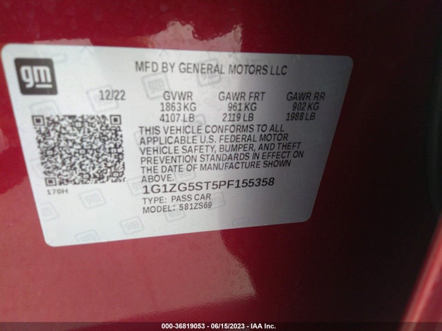 Chevrolet MALIBU RS 2023 1G1ZG5ST5PF155358 Image 15