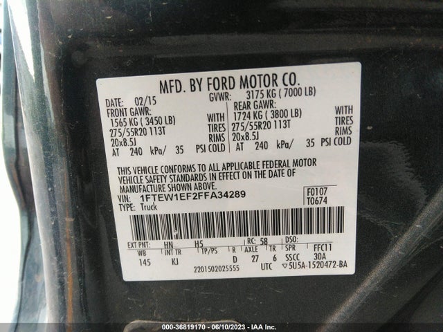Ford F-150 King Ranch 2015 1FTEW1EF2FFA34289 Image 9
