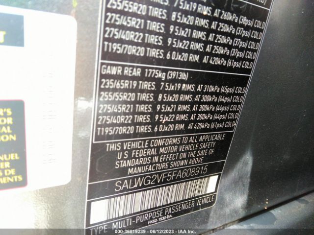 SALWG2VF5FA608915 Land Rover Range Rover Sport Hse/se