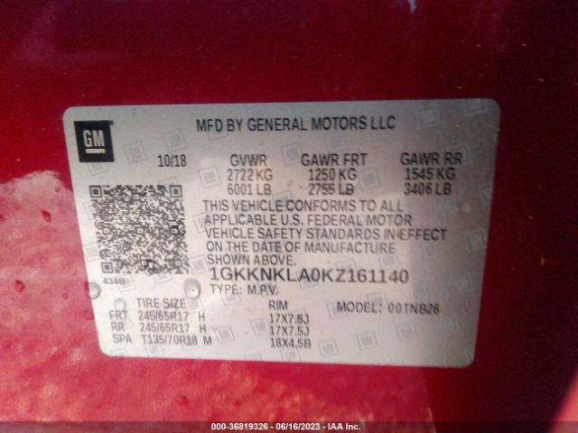 1GKKNKLA0KZ161140 GMC ACADIA SLE