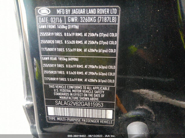 2016 Land Rover LR4, VIN: SALAG2V62GA815953