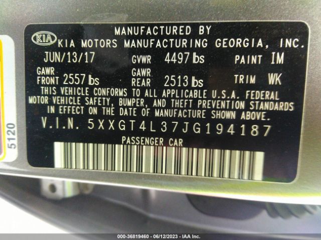 5XXGT4L37JG194187 KIA Optima Lx