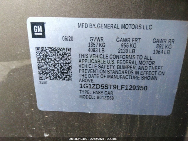 Chevrolet MALIBU LT 2020 1G1ZD5ST9LF129350 Image 9