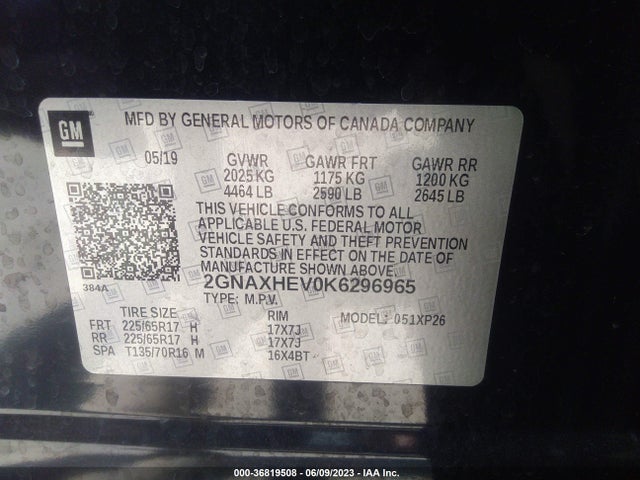 Chevrolet EQUINOX LS 2019 2GNAXHEV0K6296965 Image 9