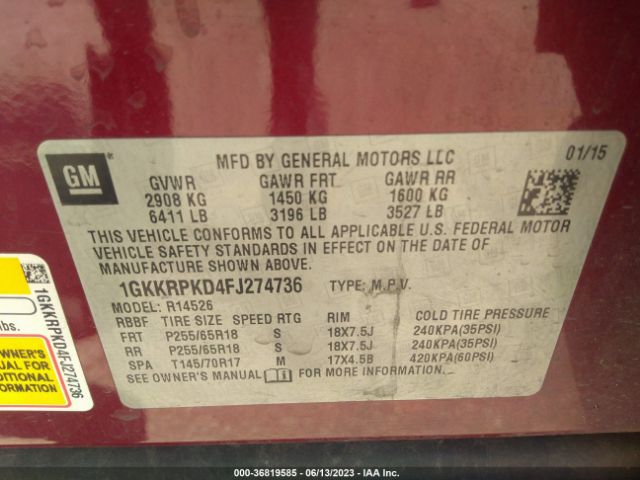 1GKKRPKD4FJ274736 GMC ACADIA SLE