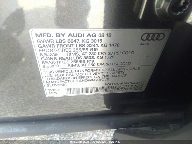 WA1LAAF70KD006116 Audi Q7 Premium Plus