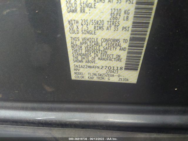 5N1AZ2MH4FN270118 Nissan Murano Platinum