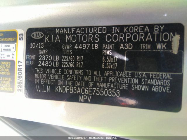 KNDPB3AC6E7550353 KIA Sportage Lx