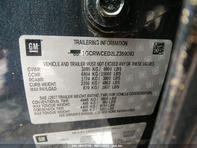 Chevrolet Silverado 1500 Lt 2020 1GCRWCED2LZ359093 Image 9