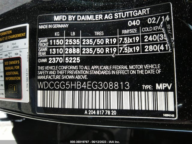 2014 MERCEDES-BENZ GLK-CLASS GLK 350 VIN: WDCGG5HB4EG308813