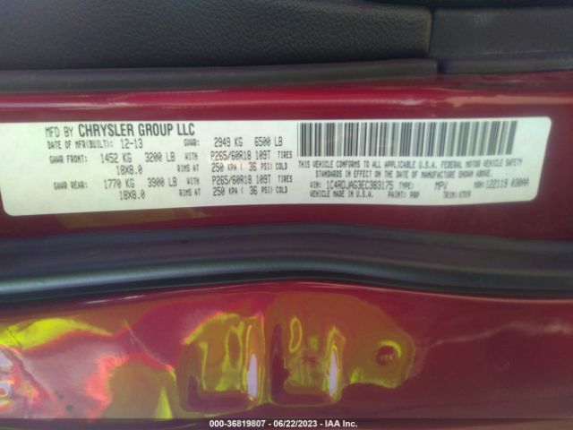 1C4RDJAG3EC383175 Dodge Durango Sxt