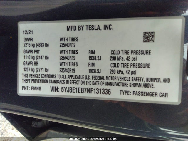 Tesla Model 3 Long Range 2022 5YJ3E1EB7NF131336 Image 9