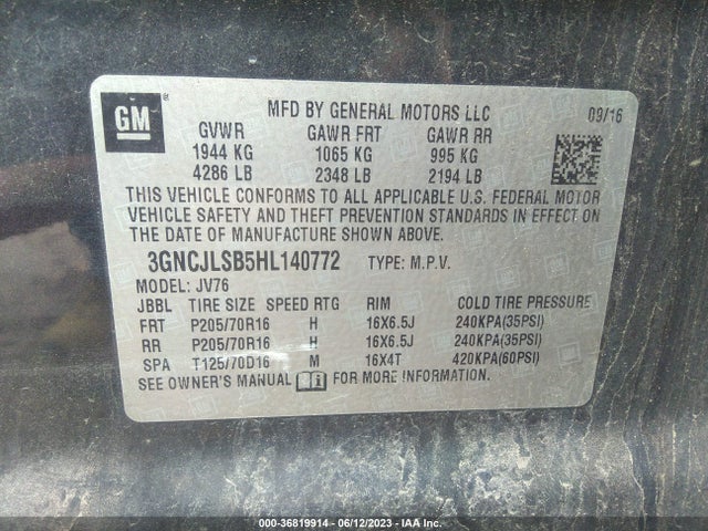 Chevrolet Trax Lt 2017 3GNCJLSB5HL140772 Image 9