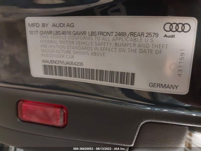 WAUENCF55JA054205 Audi A5 Sportback Premium Plus