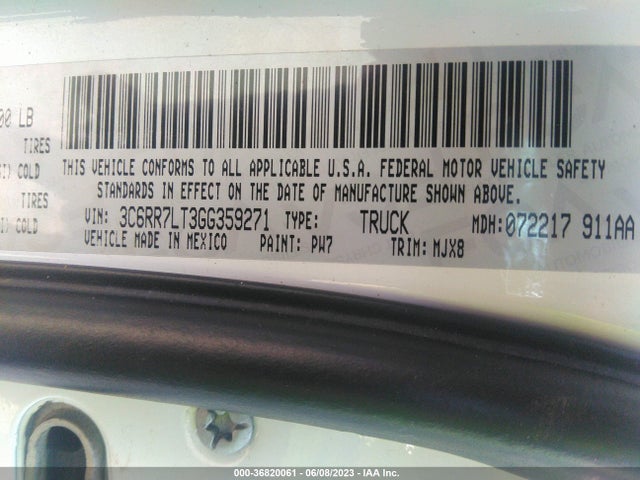 3C6RR7LT3GG359271 RAM 1500 Big Horn