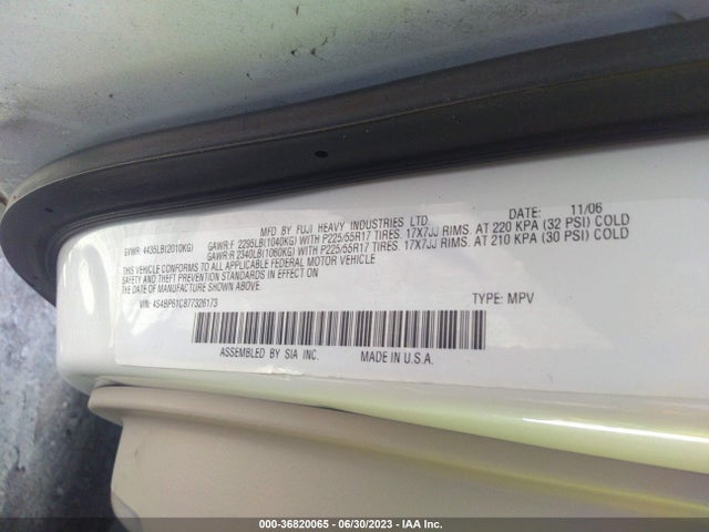 2007 SUBARU LEGACY WAGON OUTBACK VIN: 4S4BP61C877326173