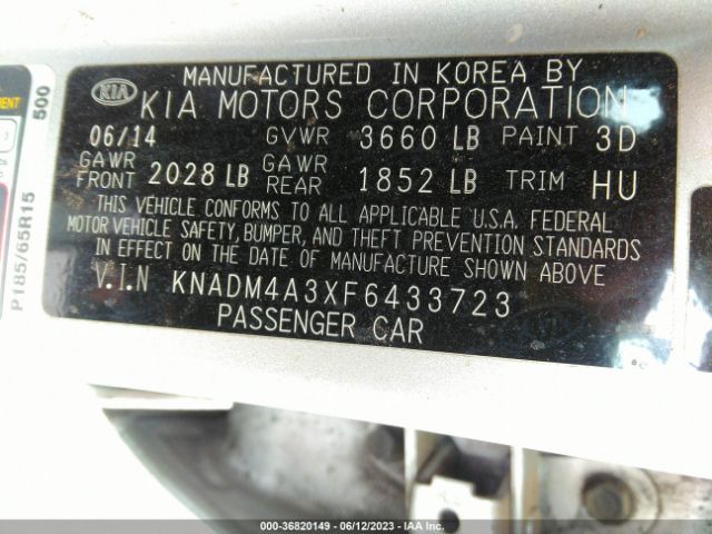 KNADM4A3XF6433723 KIA RIO LX