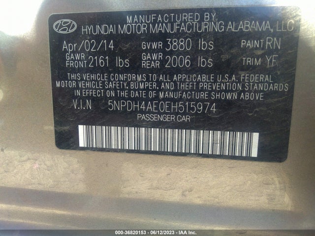 Hyundai ELANTRA SE 2014 5NPDH4AE0EH515974 Image 15