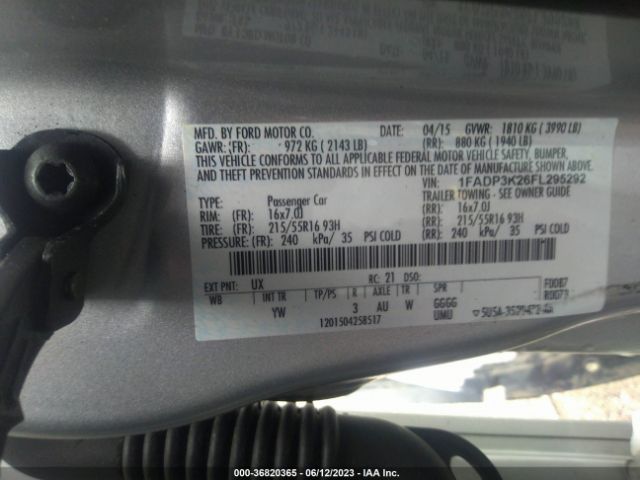 1FADP3K26FL295292 Ford FOCUS SE