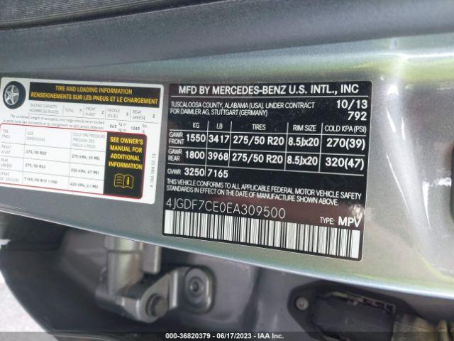 4JGDF7CE0EA309500 Mercedes-Benz Gl-class Gl 450
