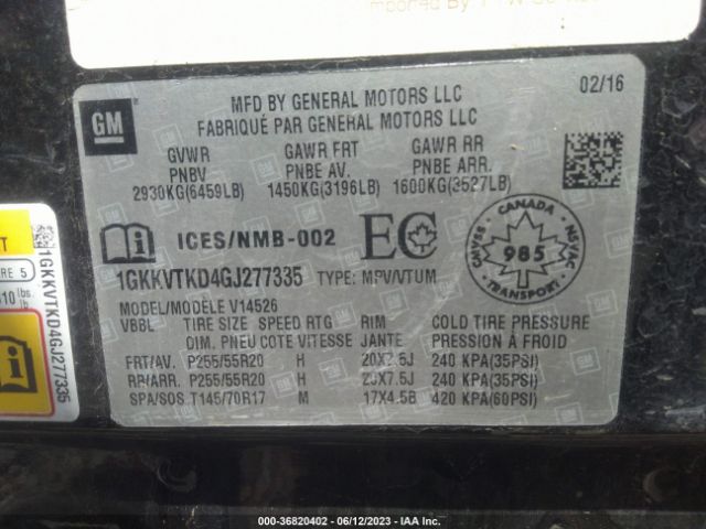 1GKKVTKD4GJ277335 GMC Acadia Denali
