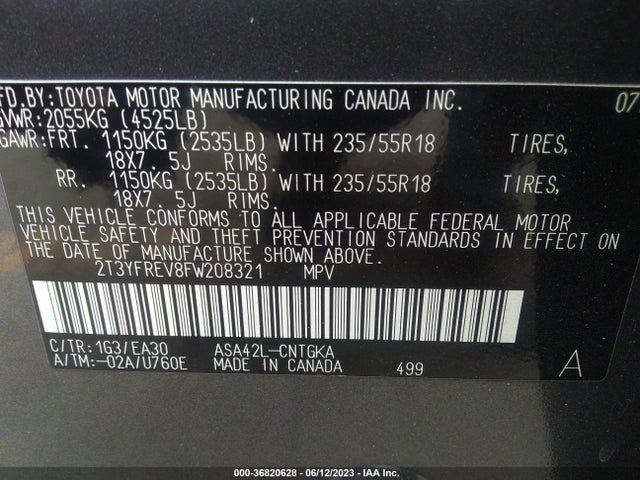Toyota Rav4 Limited 2015 2T3YFREV8FW208321 Image 15